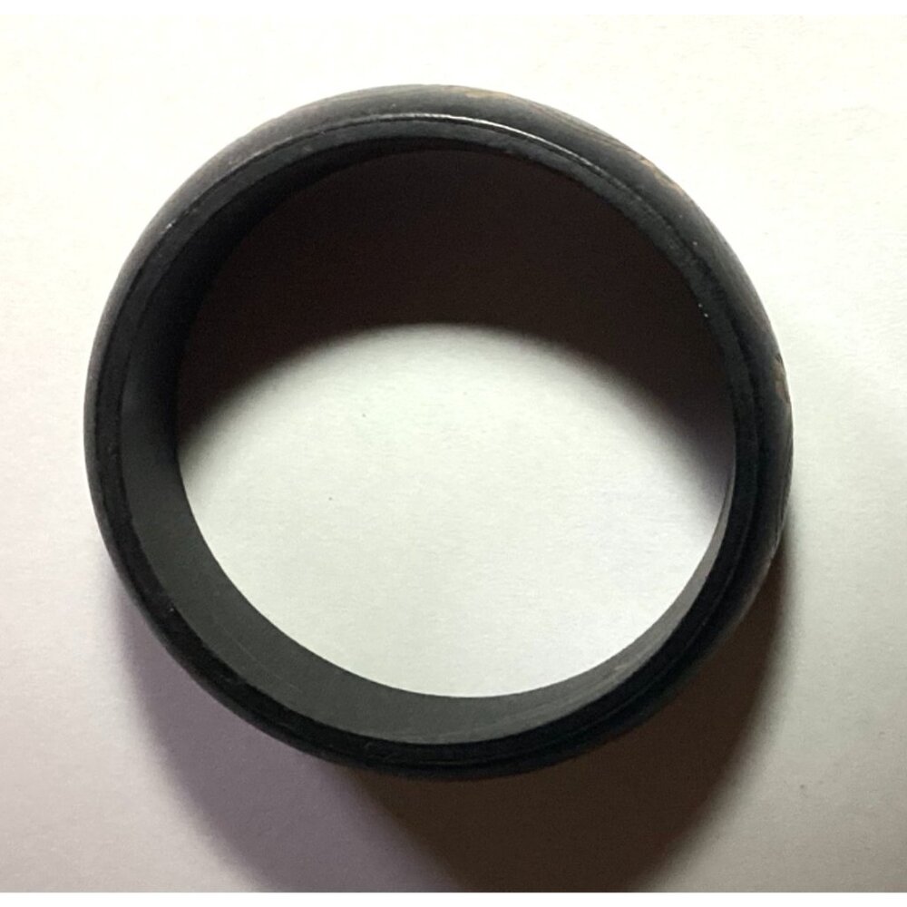 Hard Rubber Bangle Bracelet in Matte Black with Metallic Gold Floral Designs - Picture 7 of 7